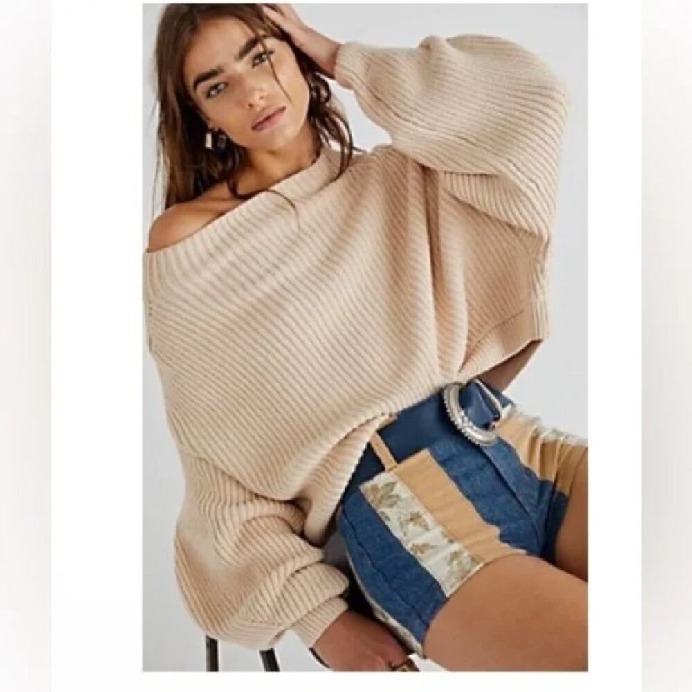 Free People Emmy Mock Neck Ribbed Sweater - Picture 1 of 6